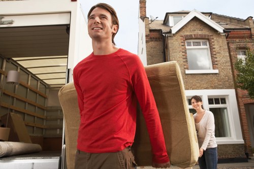 Loading office boxes and furniture near a Shoreditch commercial property