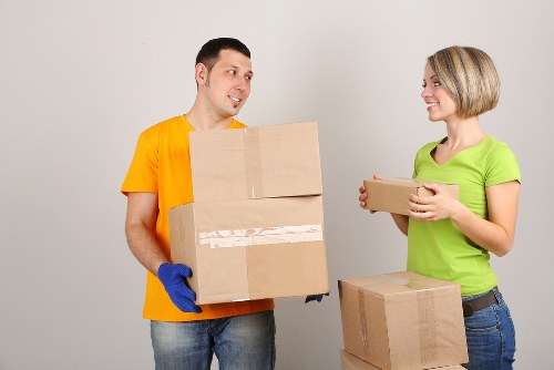 Office furniture and equipment prepared for a Shoreditch business move